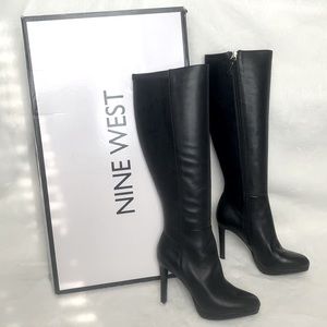 Nine West Quizme Wide Calf Platform Boots 6